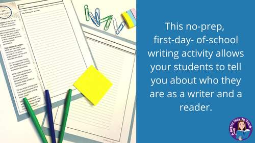 First Day Of School Writing Activity For High School by A Better Way To ...