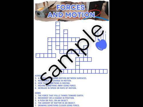 Physical Science Crossword Puzzles Forces Motion Matter Energy 2nd