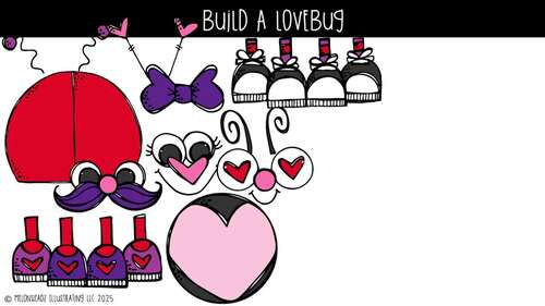 Build A Lovebug clip art, Valentine, Insect COMBO PACK by Melonheadz ...