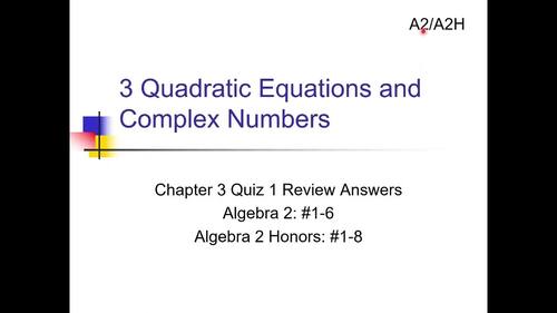 Quadratic Equations and Complex Numbers Unit by Mr Sutton Presents