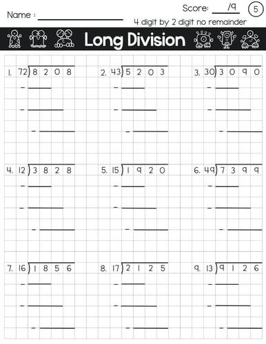 Long Division 4 Digit by 2 Digit Divisors No Remainder | 5th Grade Math