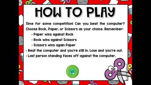 Rock, Paper, Scissors Indoor Recess Game by Teacher Gameroom | TPT