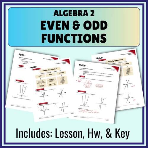 Even & Odd Functions Guided Notes, Worksheets,Homework 10th-12th Grade ...
