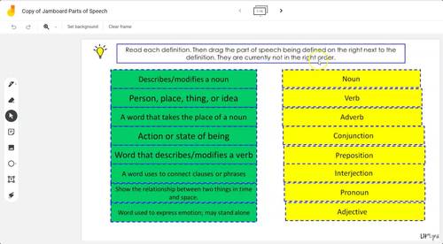 Google Jamboard™ Interactive Parts of Speech Activities - Digital