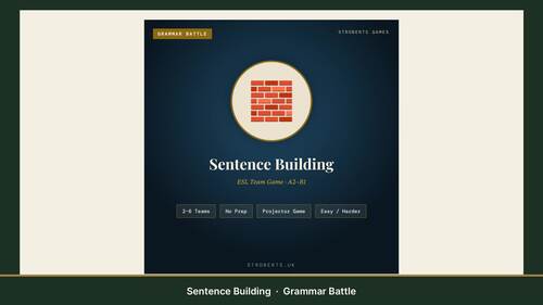 Sentence Building Game | Build a Sentence ESL Team Battle | A2-B1