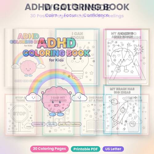 ADHD Coloring Pages | Calm Down Strategies & Self-Regulation SEL Activities