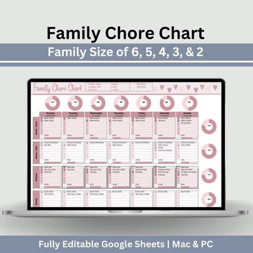 Family Chore Chart Google Sheets Planner by CC Digital Studios | TPT