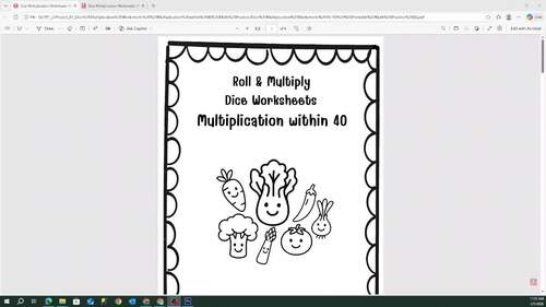 Dice Multiplication Worksheets | Multiplication within 40 Math Practice