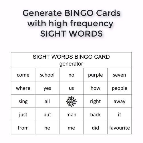 DIY Sight Word Bingo Generator by EasySimpleSmart | TpT