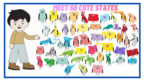 Preview of 50 Cute Cartoon States of USA | Learn All States with Fun Characters for Kids!