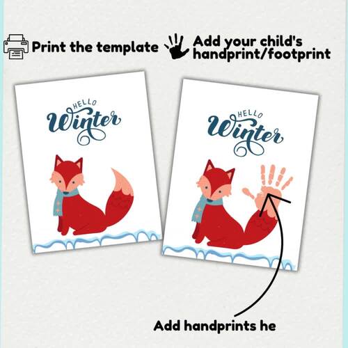 Fox Handprint Craft Template | Fox Craft Winter Activities | Winter ...