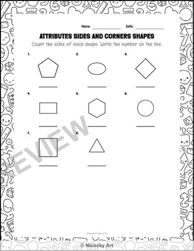 2D & 3D Shapes Worksheets | Sides, Corners & Shape Attributes | Grades 2-4