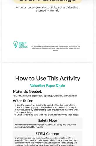 Elementary K–2 Valentine Paper Chain STEM Challenge | TPT