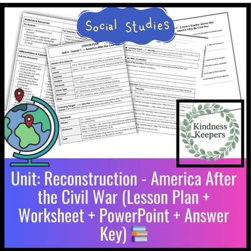 Reconstruction - America After the Civil War (Lesson Plan +Worksheet +PPT)