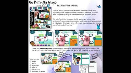 Write Better Sentences by On Butterfly Wings | TPT