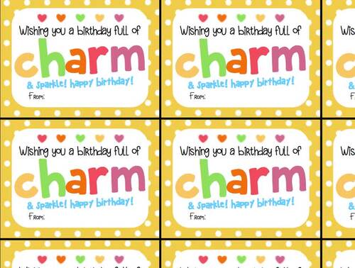 Charm Bracelet (Wristband) Birthday Gift Tag- Wishing you a birthday ...