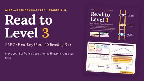 ESL WIDA ACCESS Reading Test Prep ELP 2: Raise to Level 3 Grades 9-12