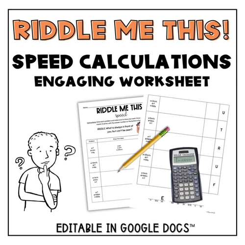Riddle Me This! Speed Problems Worksheet Selfchecking Engaging