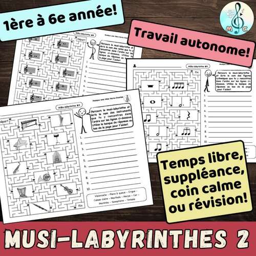 Fun Music Mazes 2 with BONUS fortune tellers for SUB PLANS or NO VOICE!