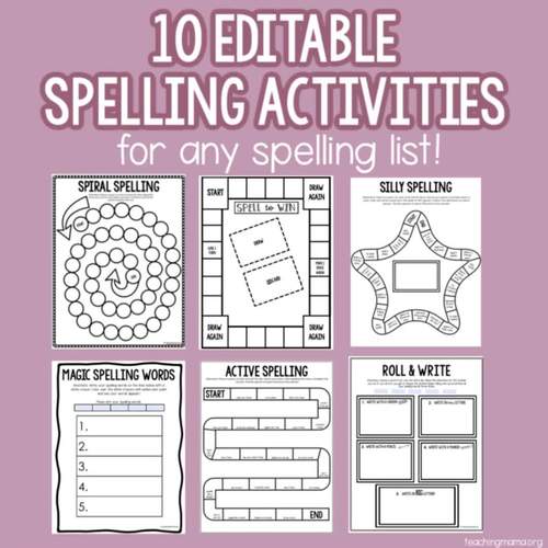 Editable Spelling Activities - Customizable For Any Word List! 