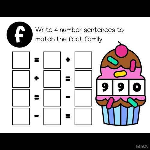 Addition and Subtraction within 20 Fact Families Task Cards | TPT