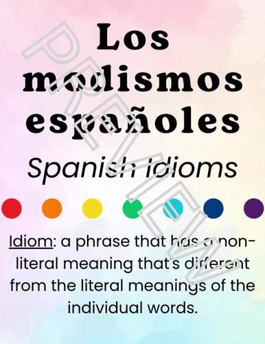 Spanish Idioms Bulletin Board by Profe Moderna | TPT