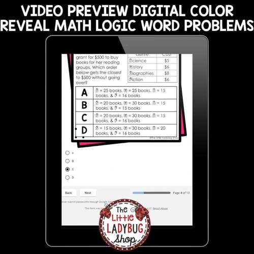 Color By Code Division Math Logic Word Problem Solving Division Task Cards