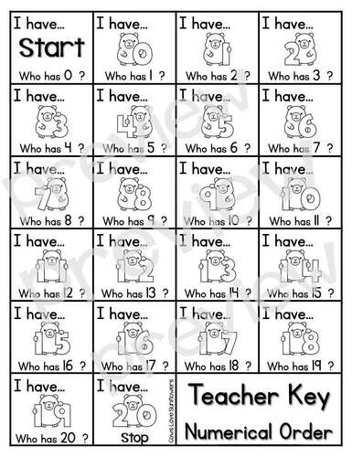 Capybara Themed “I Have, Who Has?” 0–20 Math Game - Number Recognition ...