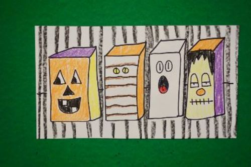 Preview of Let's Draw Halloween Rectangular Prisms! (Solid Shapes)