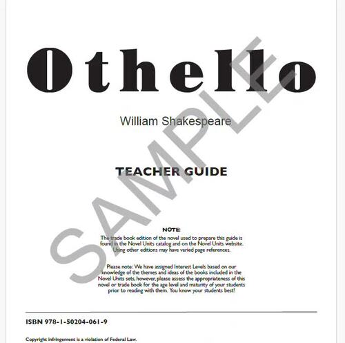 Othello Novel Units® Teacher Guide Novel Study | TPT