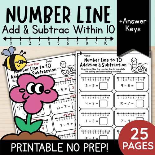 Spring Math: Number Line Addition Subtraction to 10 | Kindergarten & 1st Grade