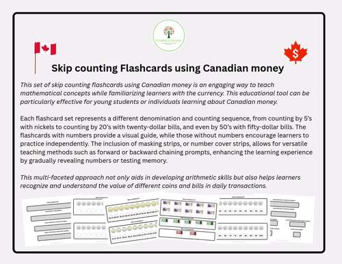 Skip Counting Flashcards with Canadian money (ABBL-R R1-R7)aligned