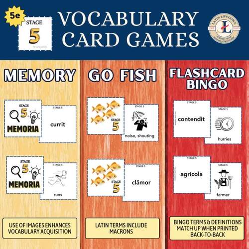 Vocabulary Card Games - CLC Stage 5 (5e) | TPT