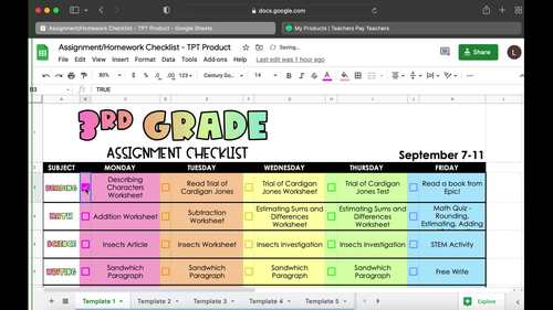 Digital Assignment Checklist - Digital Student Planner By Fifth Grade 