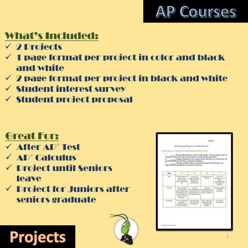 Calculus Project for After Test and End of the Year Project | TPT