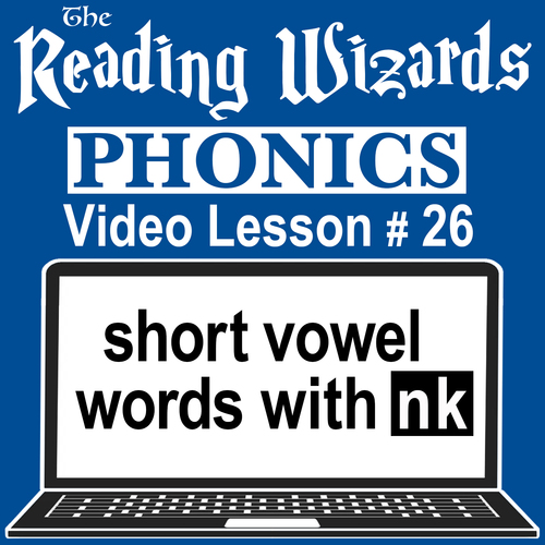 Preview of Phonics Video/Easel Lesson - Words Ending With NK - Reading Wizards #26