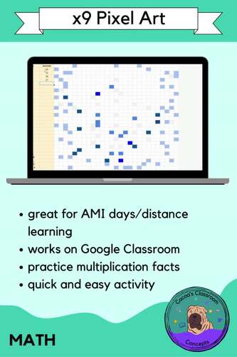x9 Multiplication Pixel Art Math Activity - Basic Multiplication Fact Fluency