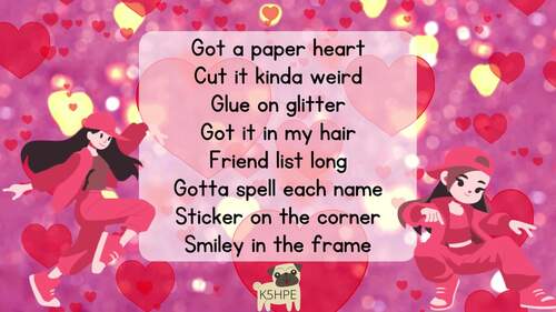 Preview of Music: Heart-Shaped Beat Hip Hop Song Classroom Songs Reading Lyrics Valentines