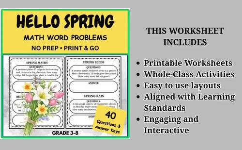 Spring Math Word Problems | 40 Seasonal Problems | Grades 3–8