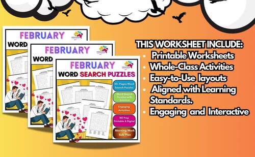 February Word Search Puzzle Morning work Activities 3rd,4th,5th,6th,7th ...