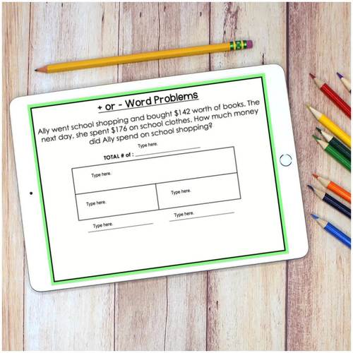 Addition & Subtraction Word Problems with Bar Models Slides by Miss V in 3