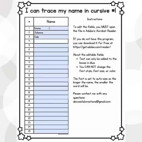 Editable Cursive Name Writing Practice: Tracing Worksheets | TPT