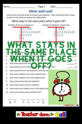 Stem and Leaf Plots Worksheets with Riddles NOW Digital! | TpT