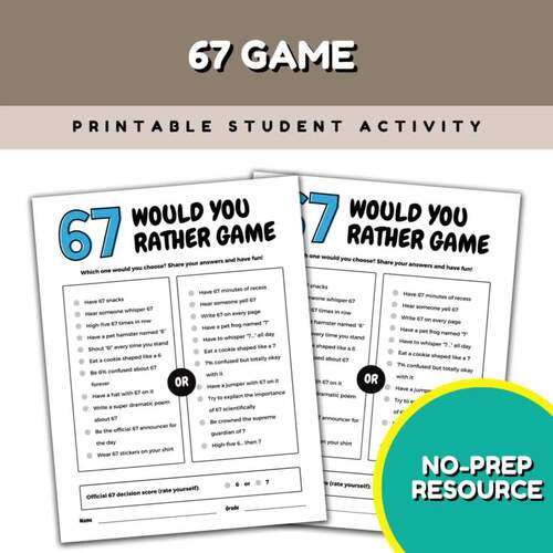 67 Game For Kids Would You Rather Game, 67 Quiz, 67 Day of School ...