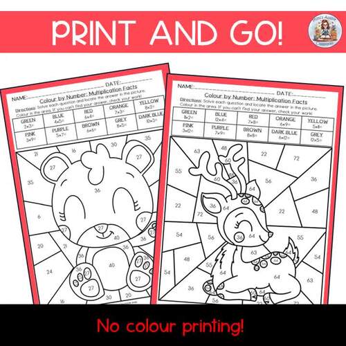 Multiplication Facts Worksheets 5th Grade | Color By Number Printables