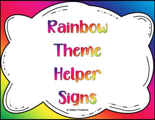 Rainbow Theme Helper Cards *Editable* by Cindy's Treasures | TPT