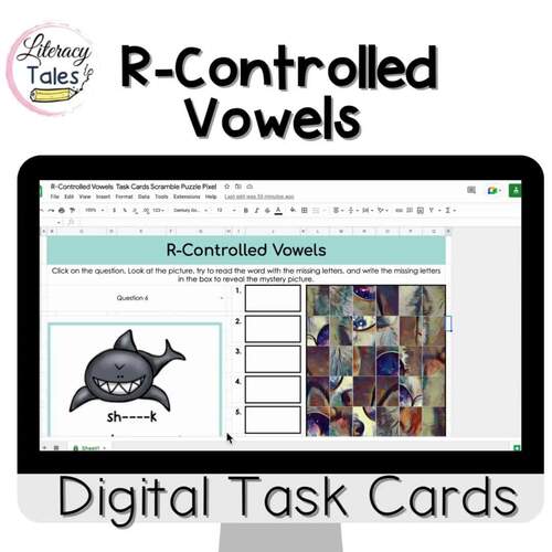R Controlled Vowels Task Cards Scramble Puzzle Pixel Arts Self Checking ...