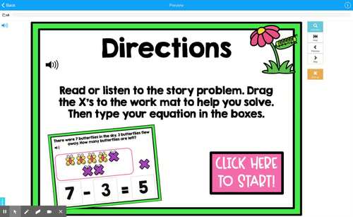 Subtraction Story Problems Math Boom Cards for Subtraction within 10