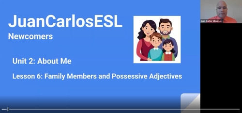 Preview of JuanCarlosESL Newcomers Lesson 6 Video: Family Members and Possessive Adjectives