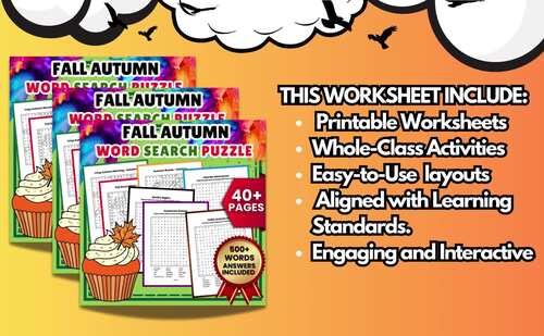 Fun October Autumn Word Search Puzzle ELA ELL Activities 2nd,3rd,4th ...